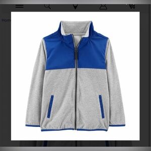CARTER's Full Zip Up Fleece Jacket Gray & Blue Front Pockets SIZE 8 Pre Loved